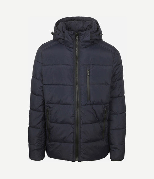Jas hooded puffer donkerblauw