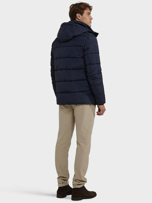 Jas hooded puffer donkerblauw