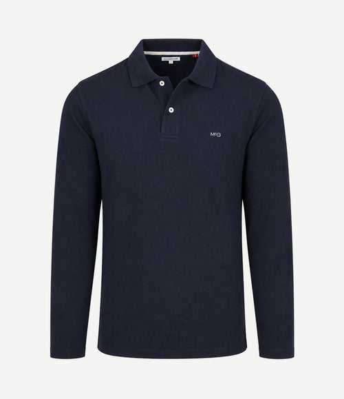 Longsleeve classic poloshirt donkerblauw