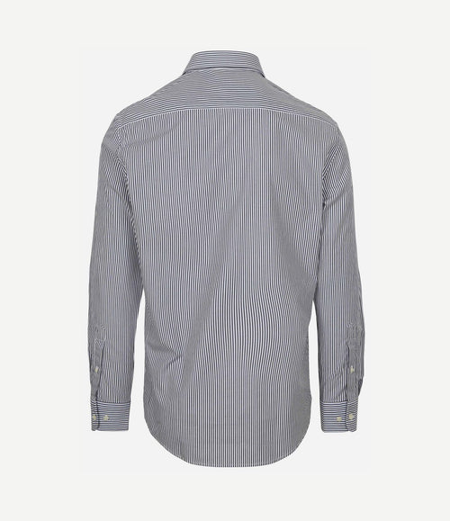 Overhemd poplin streep donkerblauw