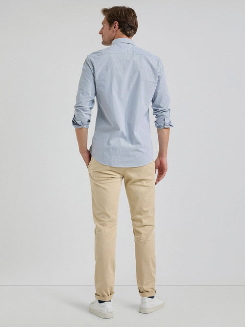 Overhemd poplin streep blauw