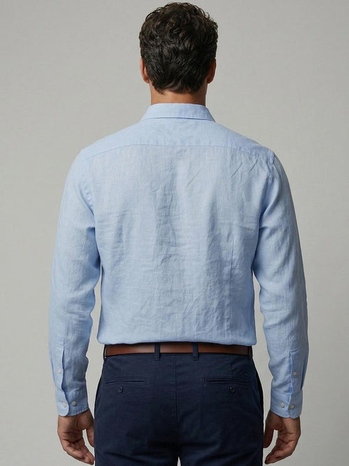 Overhemd cotton linen lichtblauw