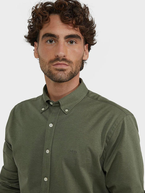Overhemd piqué stretch groen