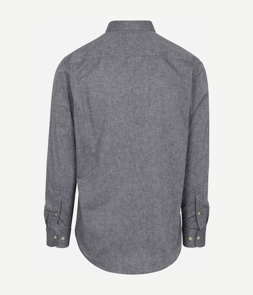 Overhemd cotton linen donkerblauw