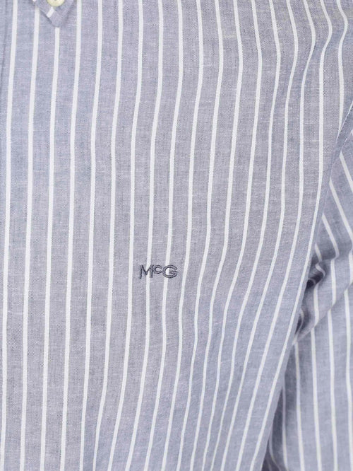 Overhemd cotton linen strepen indigo