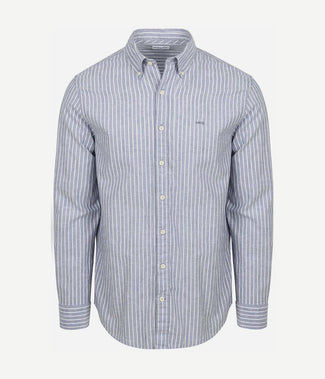 Overhemd cotton linen strepen indigo