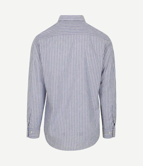 Overhemd cotton linen strepen indigo