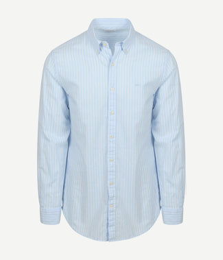 Overhemd cotton linen strepen lichtblauw