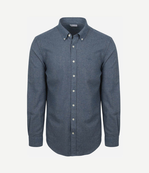 Overhemd flanel melange blauw