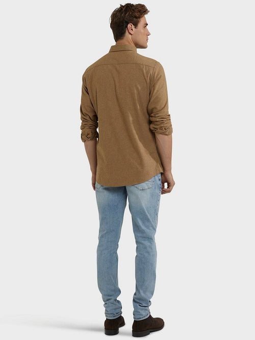Overhemd flanel melange camel