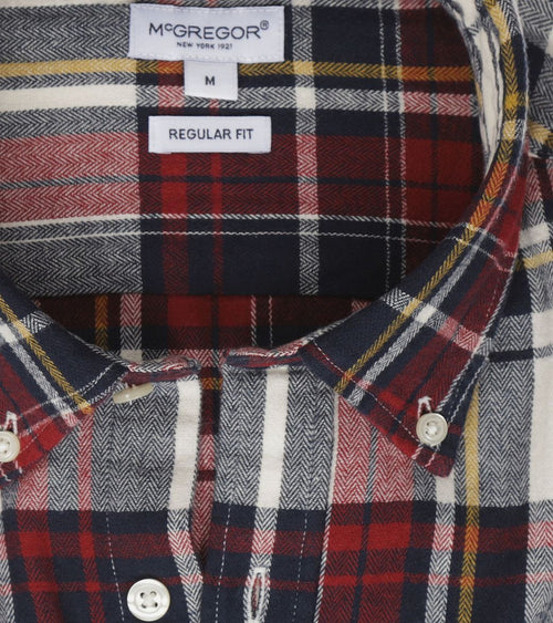 McGregor overhemd herringbone ruit rood blauw | Regular-fit