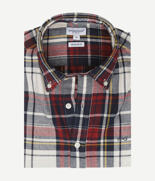 McGregor overhemd herringbone ruit rood blauw | Regular-fit
