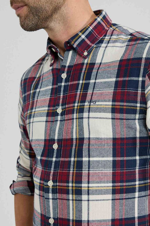 McGregor overhemd herringbone ruit rood blauw | Regular-fit