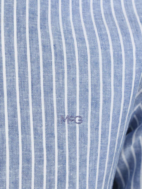 McGregor overhemd linnen blend streep blauw | Regular-fit
