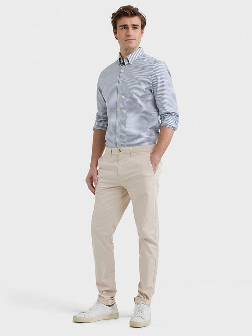 Overhemd Oxford streep blauw