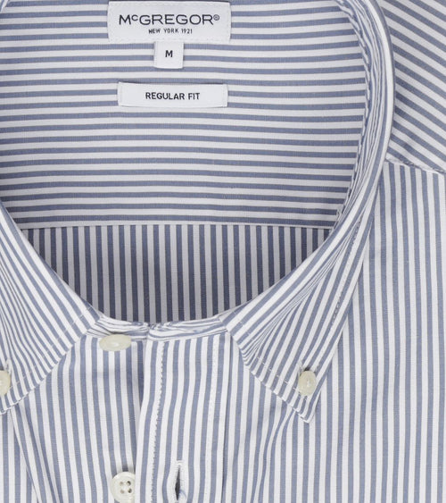 McGregor overhemd poplin streep blauw | Regular-fit