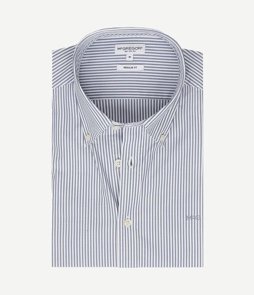 Overhemd poplin streep blauw