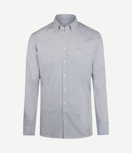Overhemd poplin streep blauw
