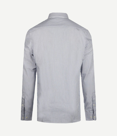 Overhemd poplin streep blauw