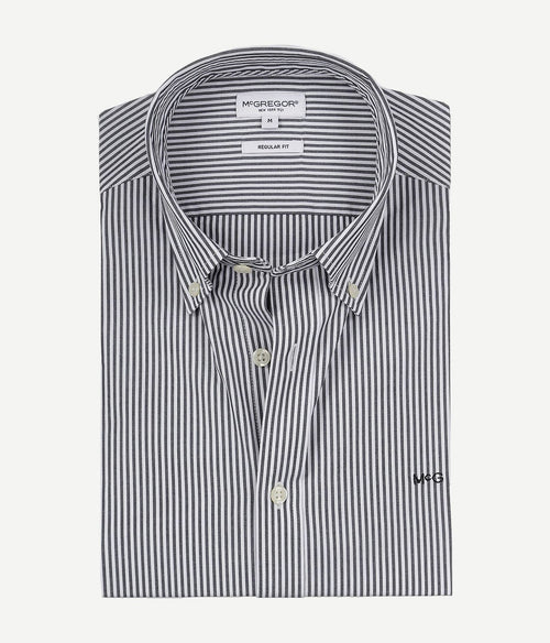 McGregor overhemd poplin streep donkerblauw | Regular-fit