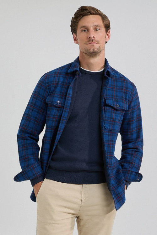 Overshirt tartan ruit donkerblauw