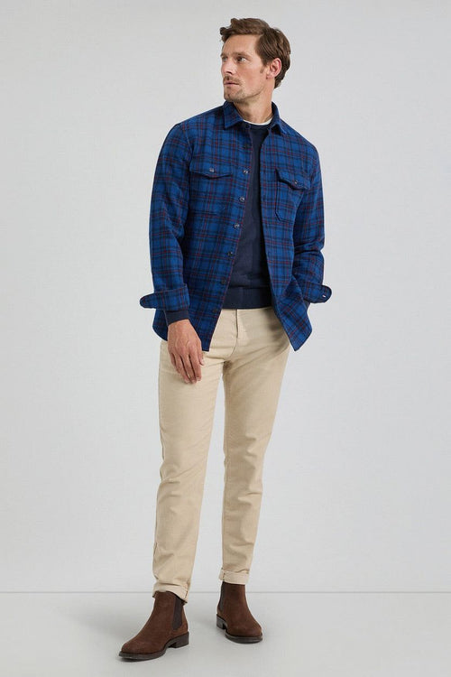 Overshirt tartan ruit donkerblauw