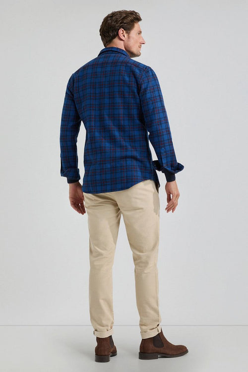 Overshirt tartan ruit donkerblauw