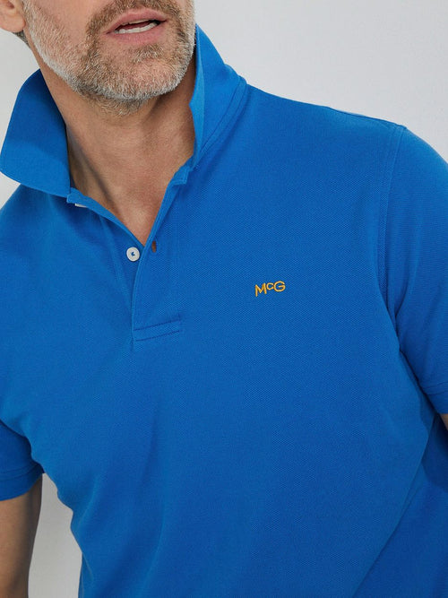 Piqué polo kobaltblauw