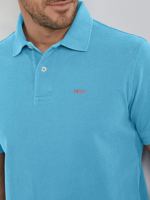 Piqué polo sea blauw