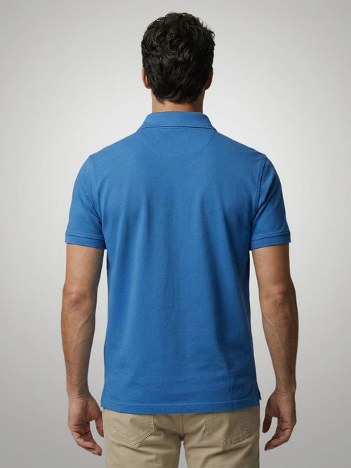 Piqué polo kobalt blauw