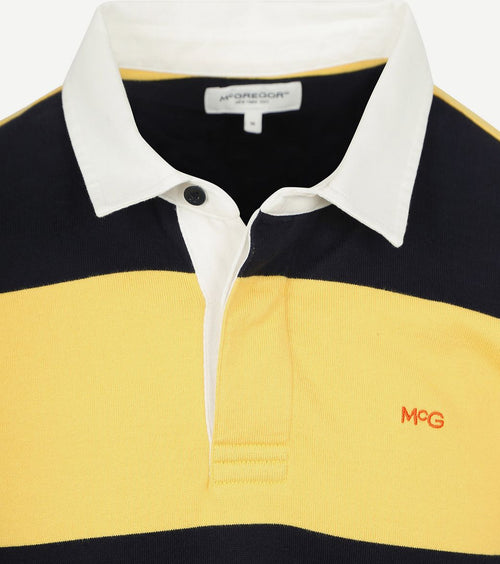 McGregor rugbyshirt streep donkerblauw geel | Regular-fit
