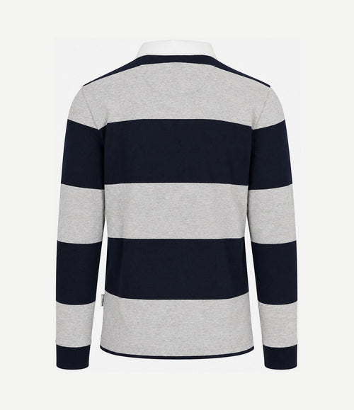 Rugbyshirt streep donkerblauw grijs