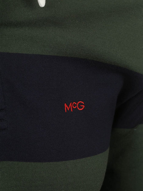 McGregor rugbyshirt streep donkerblauw olive | Regular-fit