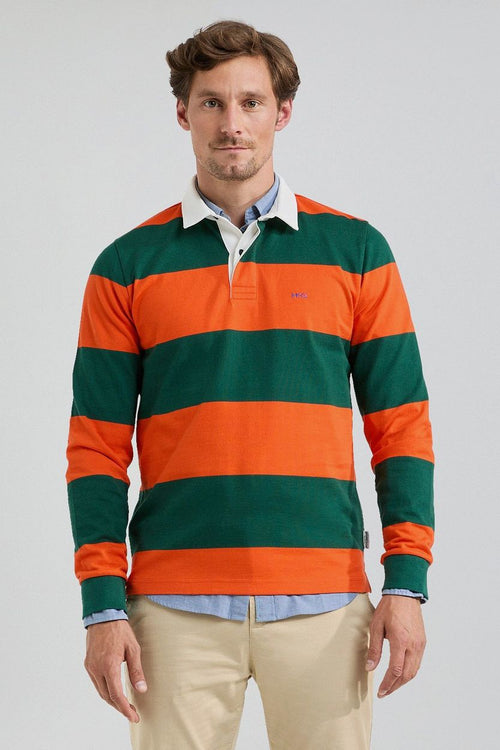 McGregor rugbyshirt streep oranje groen | Regular-fit