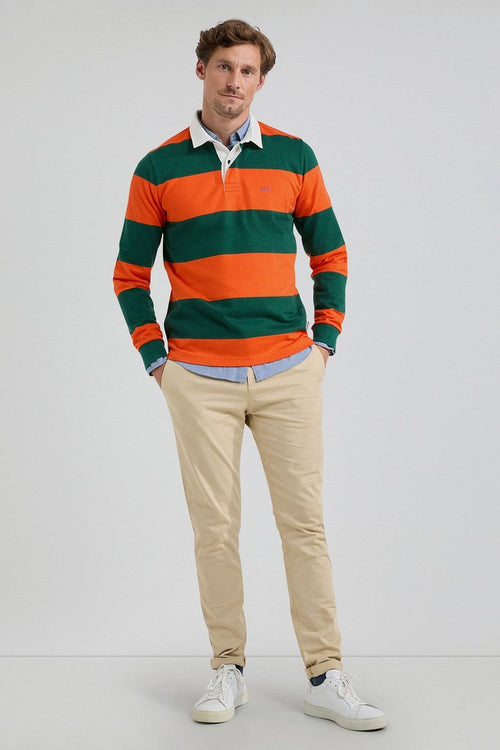 McGregor rugbyshirt streep oranje groen | Regular-fit