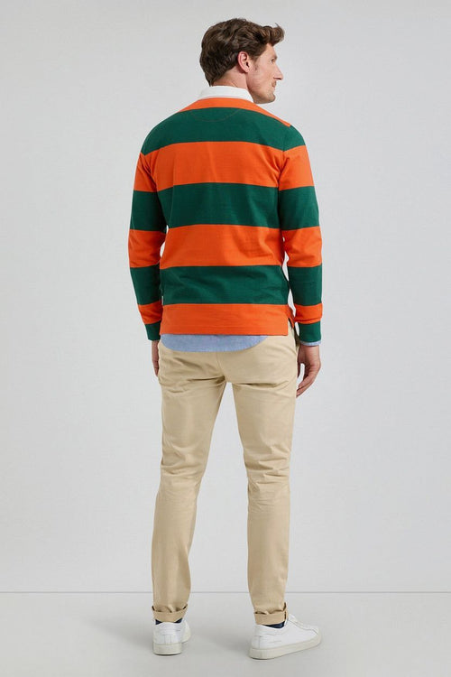 McGregor rugbyshirt streep oranje groen | Regular-fit