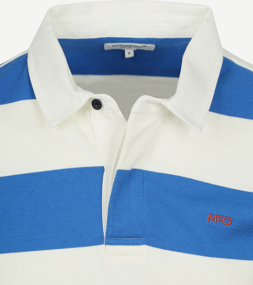 McGregor rugbyshirt streep wit blauw | Regular-fit