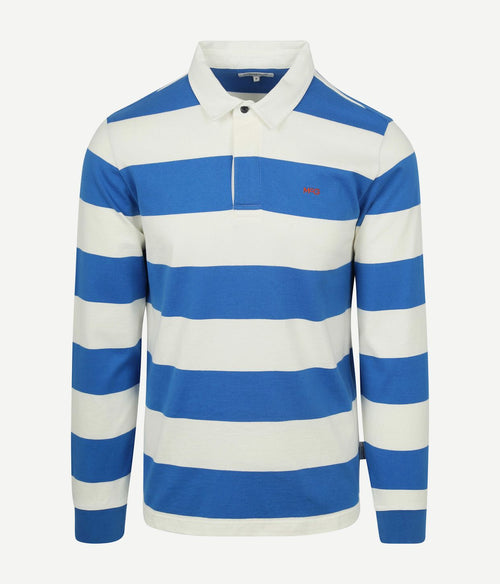 McGregor rugbyshirt streep wit blauw | Regular-fit