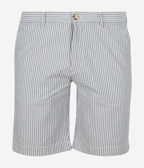 Shorts striped seersucker medium blue