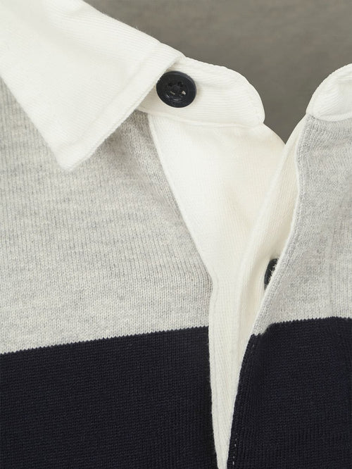 McGregor rugbyshirt streep donkerblauw grijs | Regular-fit