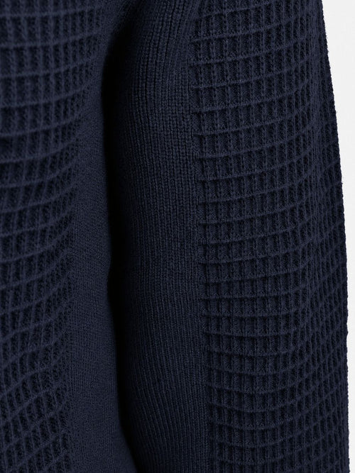 halve rits poloshirt knitted structure donkerblauw
