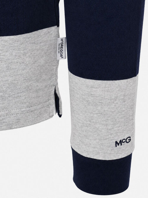 Rugbyshirt streep donkerblauw grijs