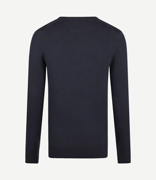 Trui merino blend v-hals donkerblauw