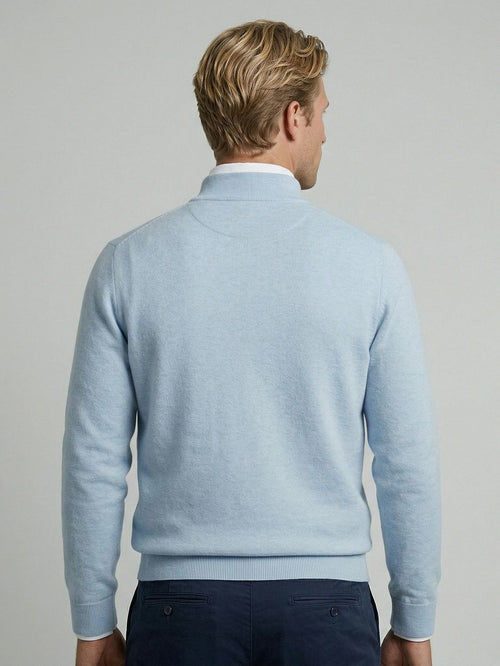 Half-zip trui cotton cashmere powder blauw