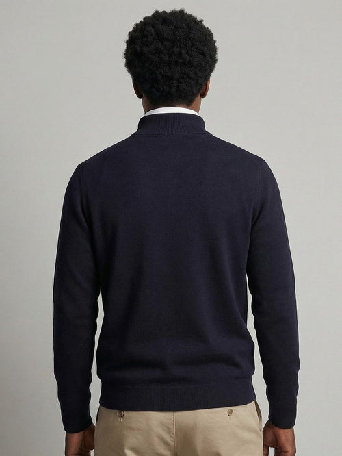 Half-zip trui cotton cashmere donkerblauw