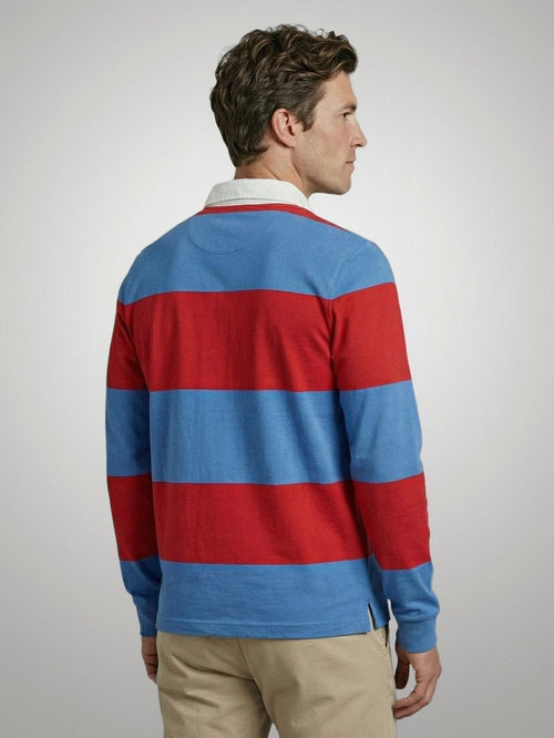 Rugbyshirt streep blauw rood