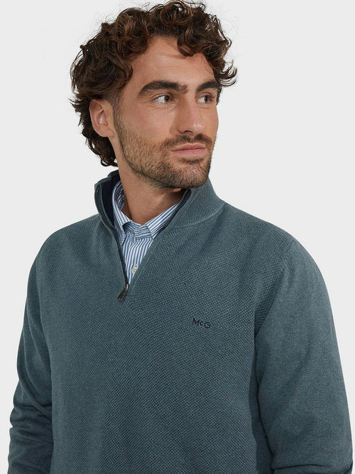 halve rits trui merino blend structure groen