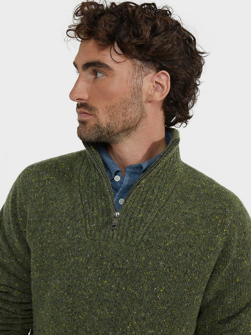 halve rits trui lamswol blend olive