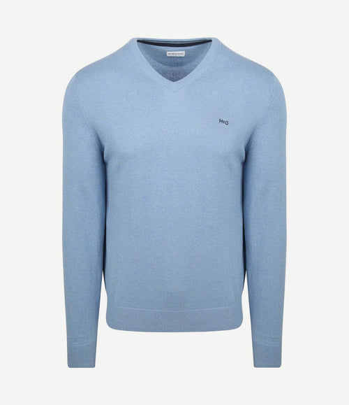 Trui merino blend v-hals ice blauw