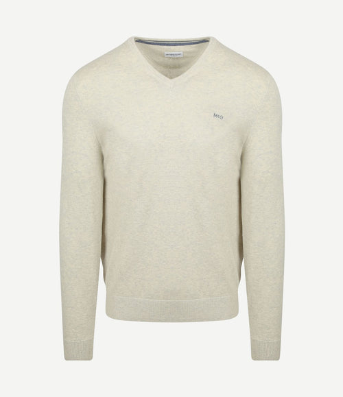 Trui merino blend v-hals off white